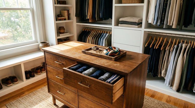 Vintage Furniture in a Modern Closet — When an Antique Dresser Beats Built-In Drawers