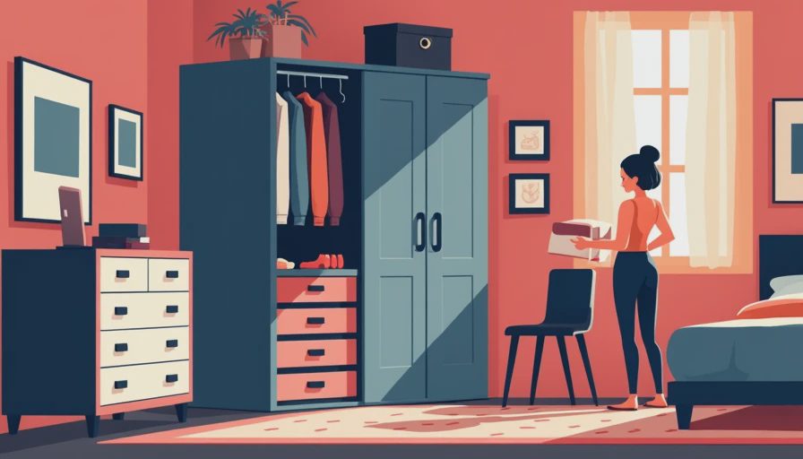Illustration for accordion style closet door