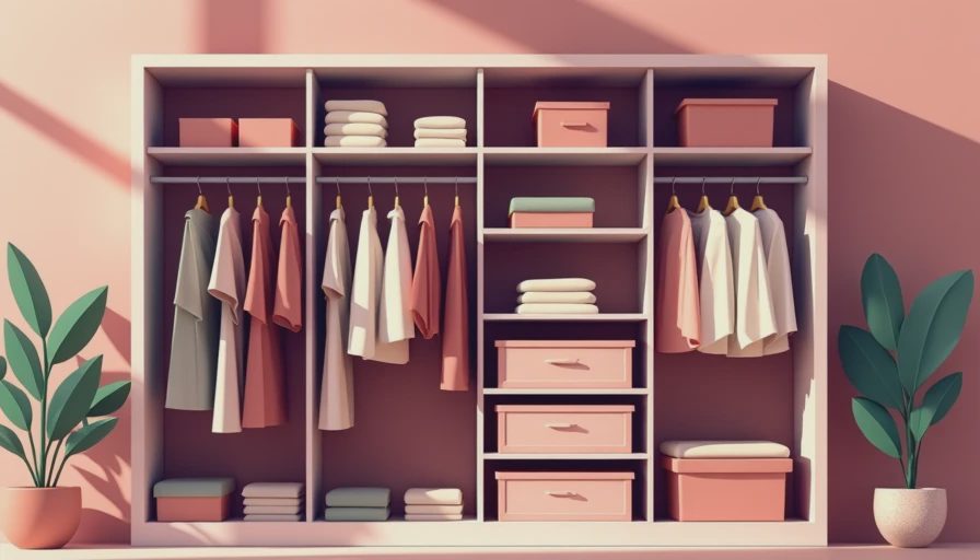 Illustration for small walk in closet design