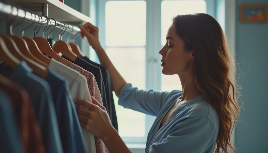 Visual context for closet rod height for double hanging