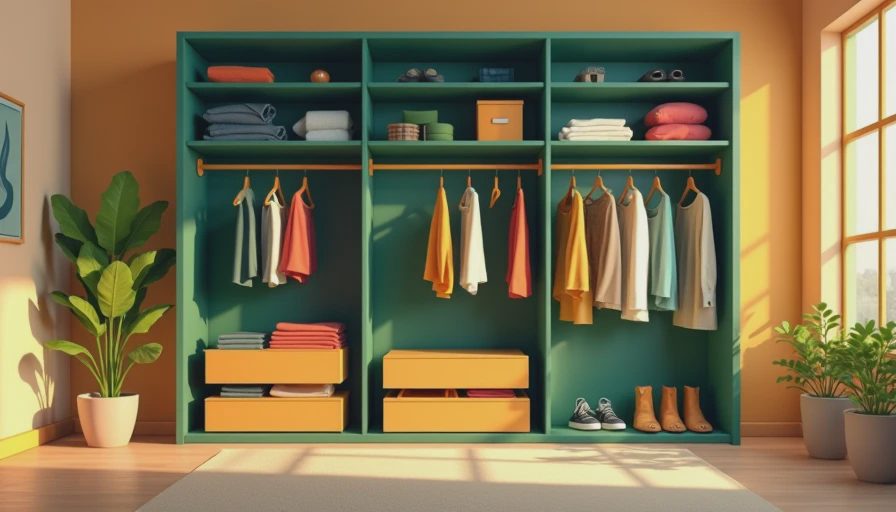 Visual context for high-capacity wardrobe systems for seasonal rotation