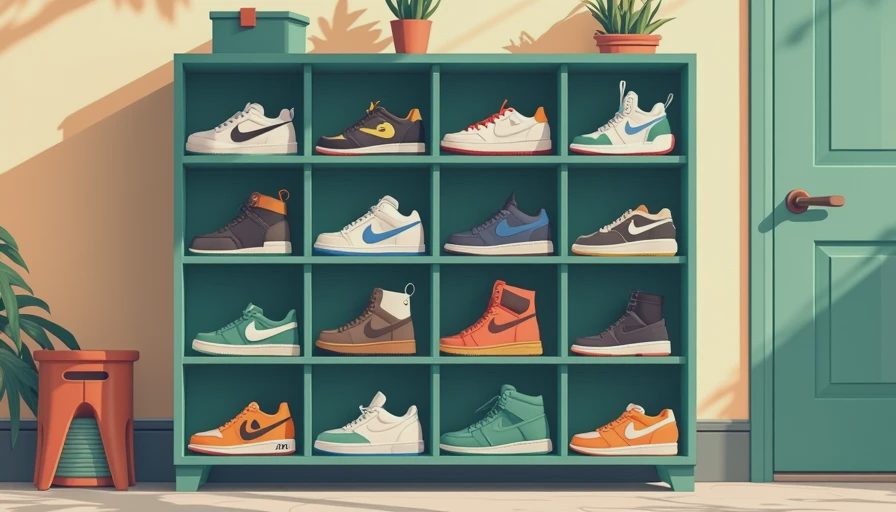 Illustration for shoe closet organizer