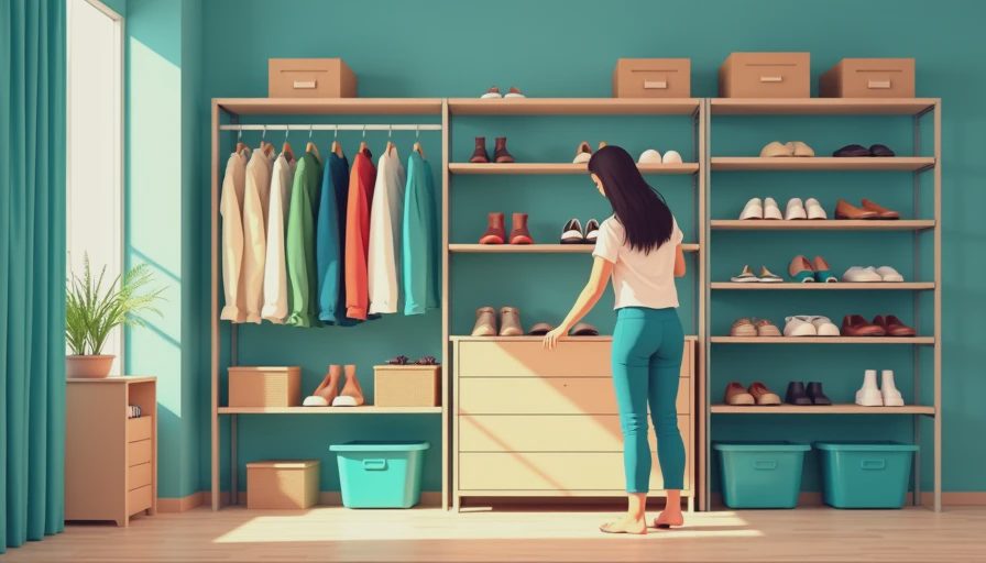 Visual context for shoe closet organizer