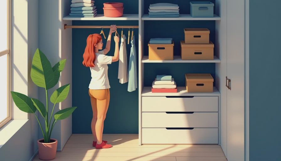 Visual context for how to organize a small closet