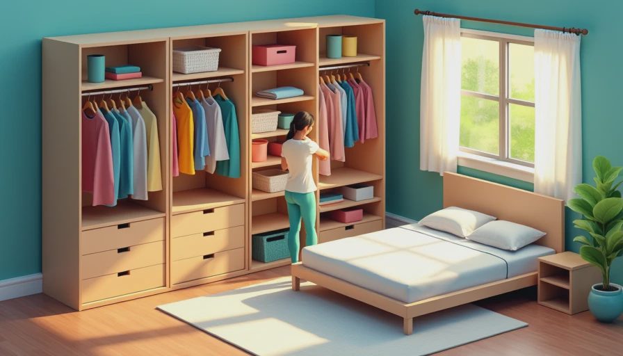 Visual context for closet system with drawers